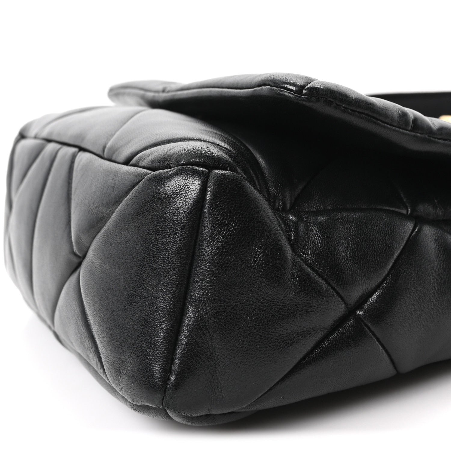 Nappa Re-Nylon Triangle Quilted Patchwork System Flap Shoulder Bag Black - 图片 10