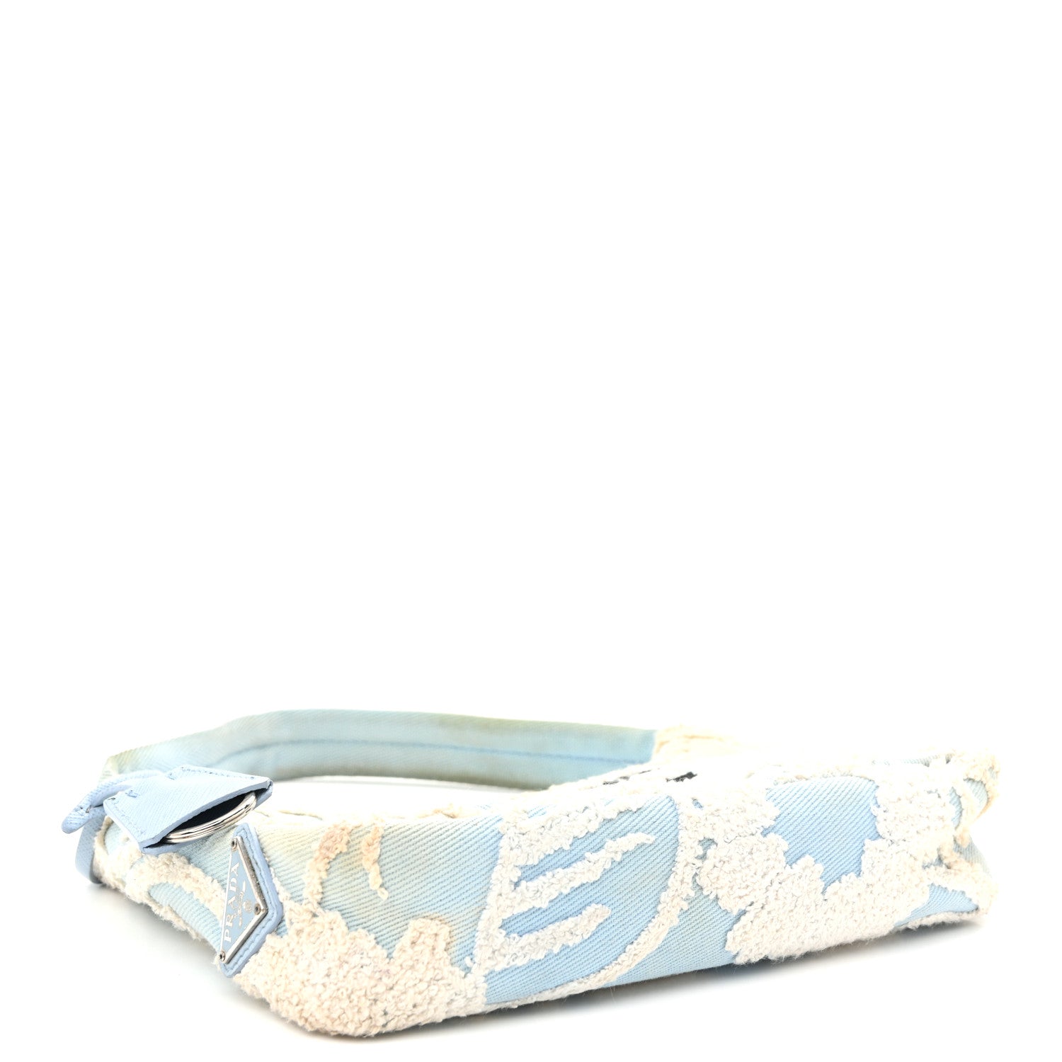 Nylon Embroidered Drill Mini Re-Edition 2000 Bag Sky Blue White - 图片 4