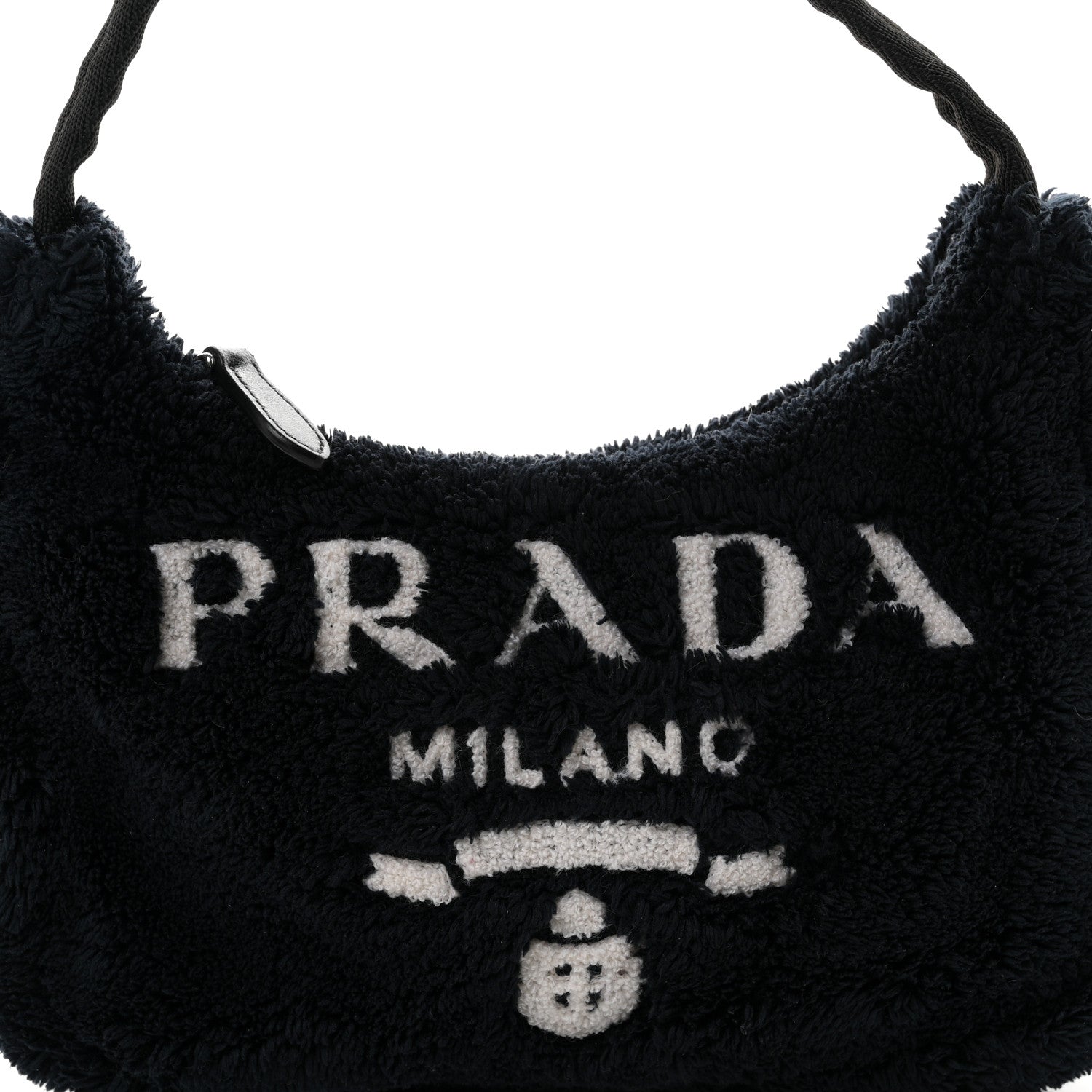 Terry Cloth Mini Re-Edition 2000 Bag Black White - 图片 7
