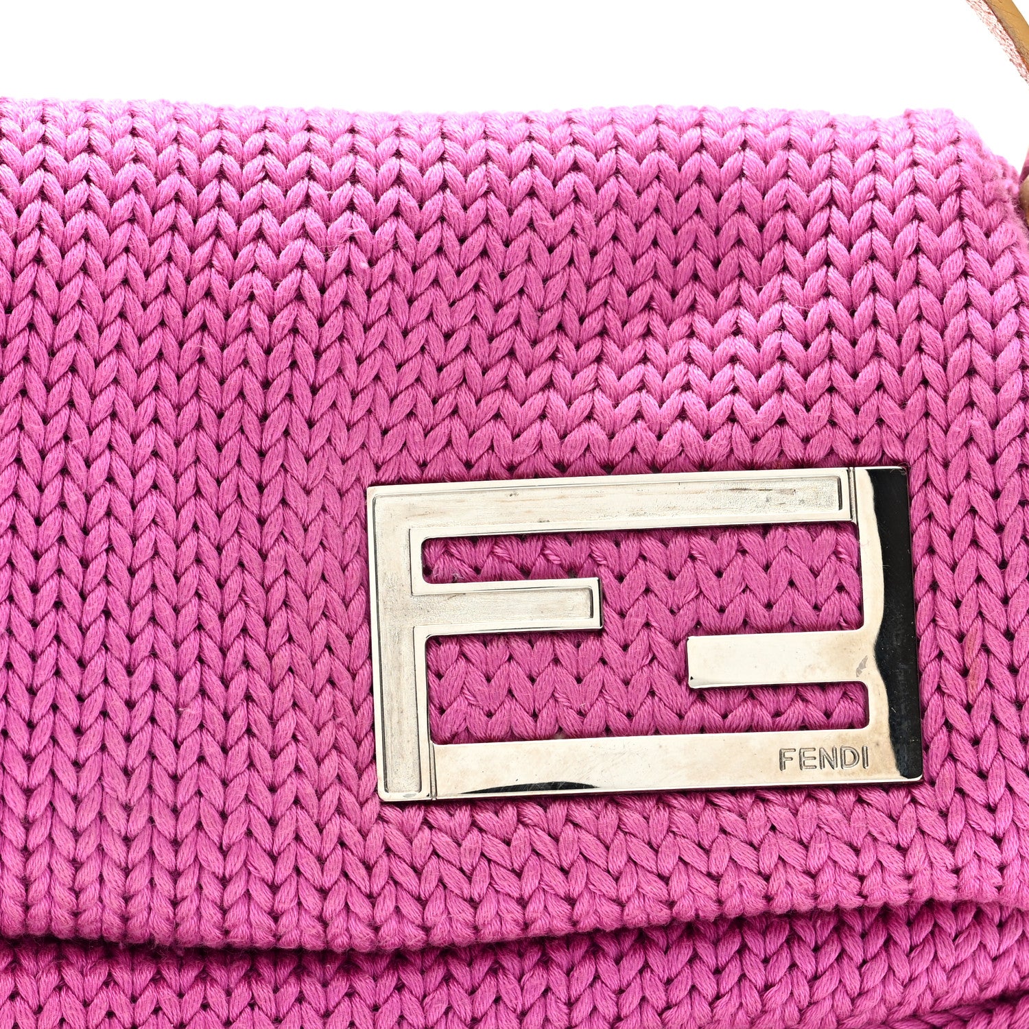 Wool Crochet Knit FF Pochette Pink - Image 7