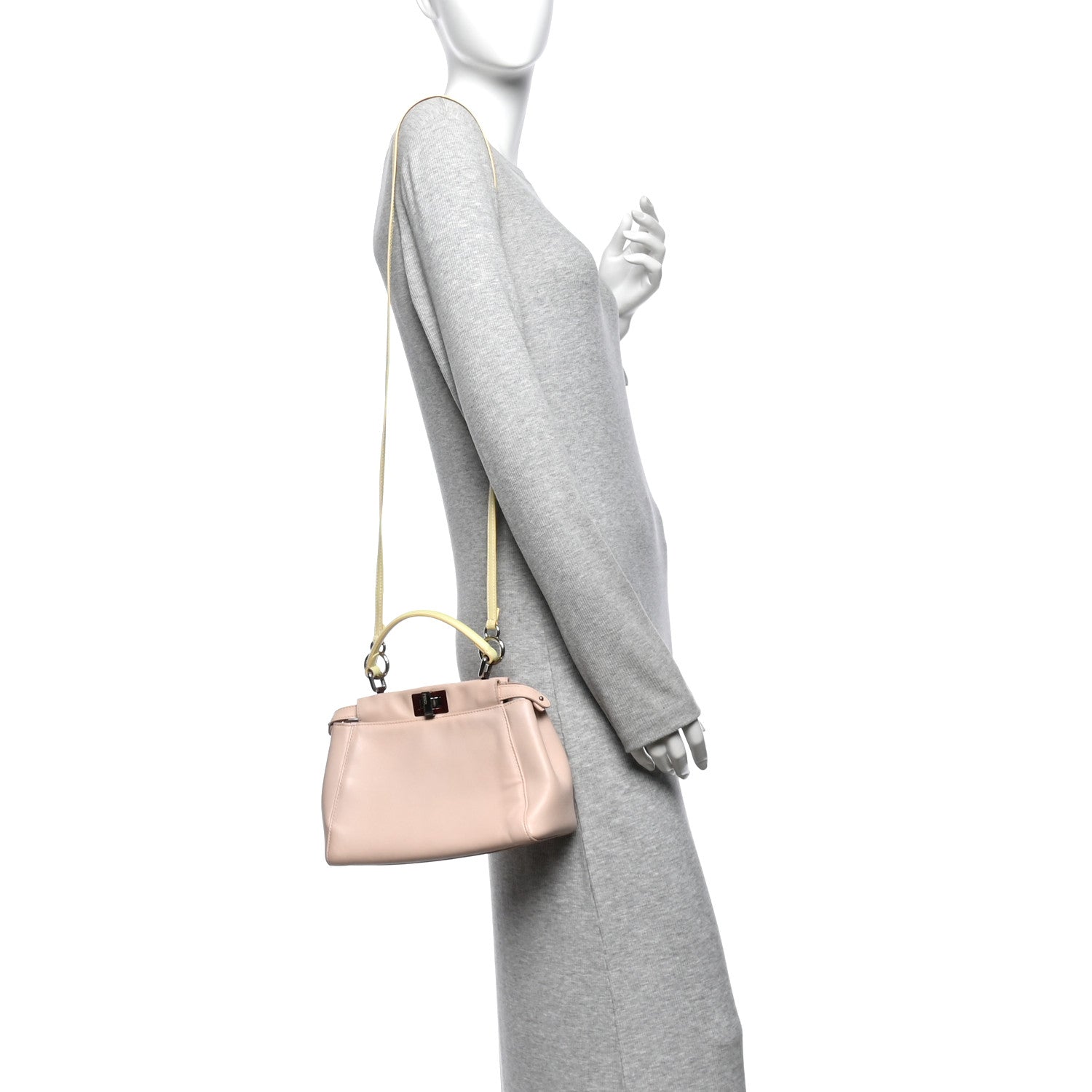 Nappa Colorblock Mini Peekaboo Iconic Satchel Plaster Banana Grigio Polvere - Image 2