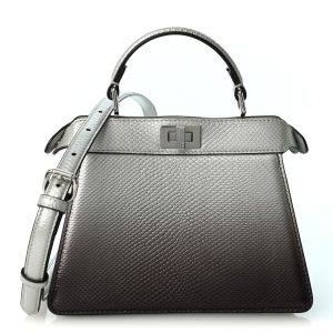 Metallic Karung Graduated Effect Petite Peekaboo I SEE U Satchel Grigio