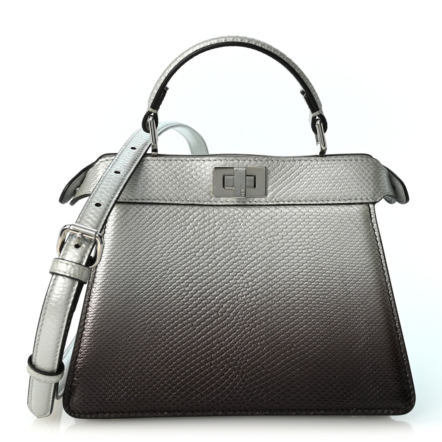Metallic Karung Graduated Effect Petite Peekaboo I SEE U Satchel Grigio