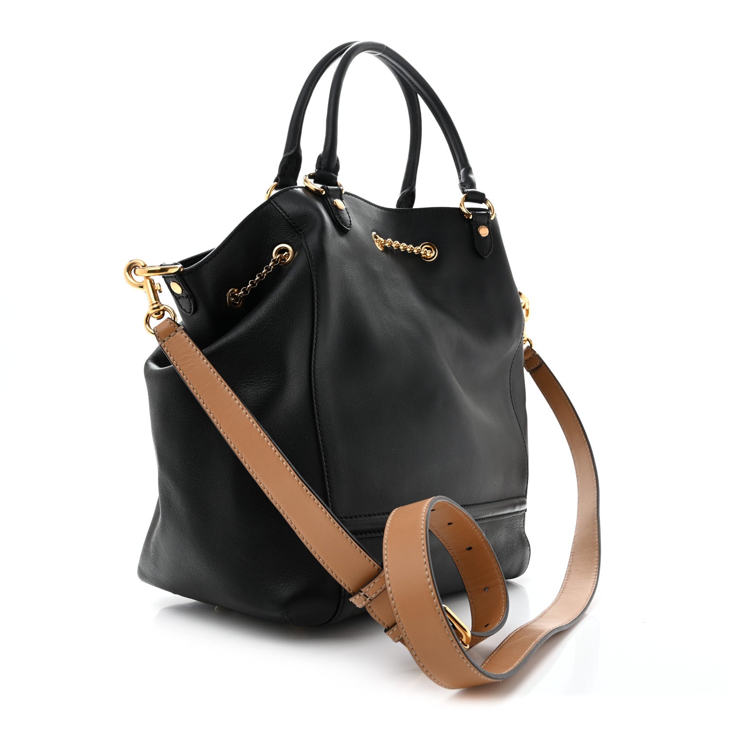 Vitello Grace King Karligraphy Chain Bucket Bag Black Bisquit - Image 3