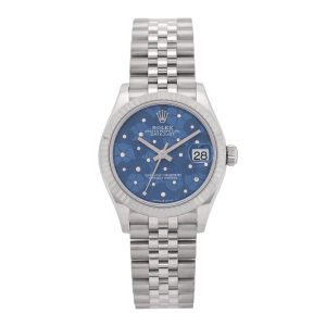 Stainless Steel 18K White Gold Diamond 31mm Oyster Perpetual Datejust Watch Azzurro Blue Floral 278274