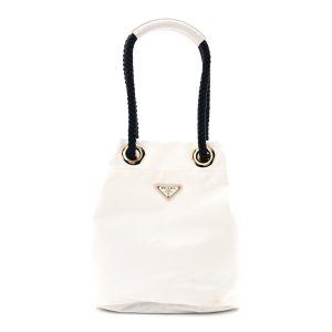 Re-Nylon Triangle Mariner Small Bucket Bag White Baltico