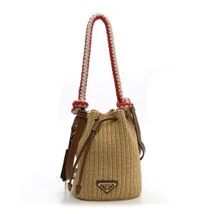 Yarn Raffia Effect Rope Crochet Small Bucket Bag Naturale
