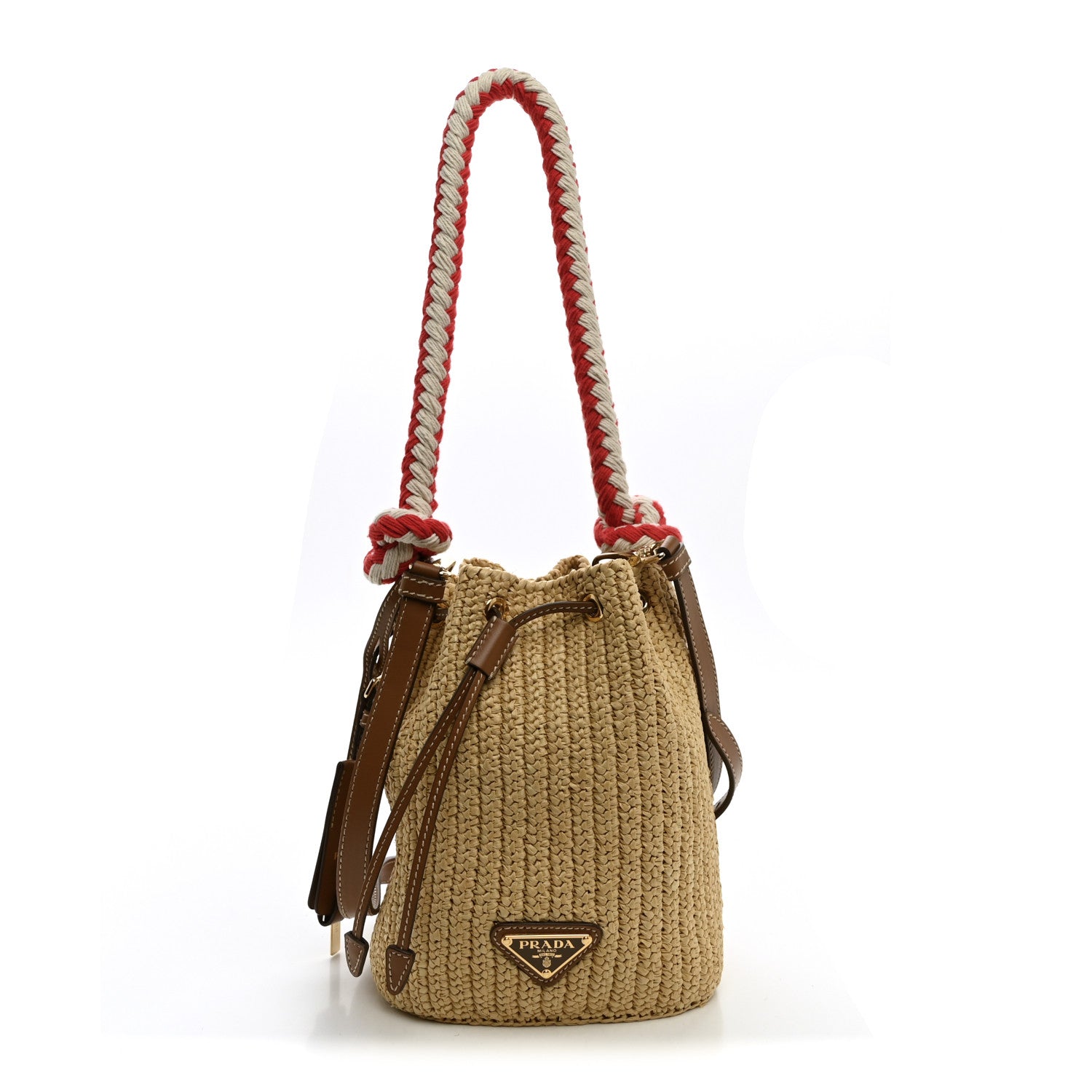 Yarn Raffia Effect Rope Crochet Small Bucket Bag Naturale