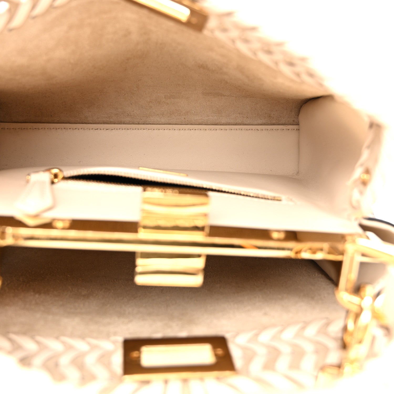 Nappa Interlace Mini Peekaboo Iconic Satchel Camelia - Image 5