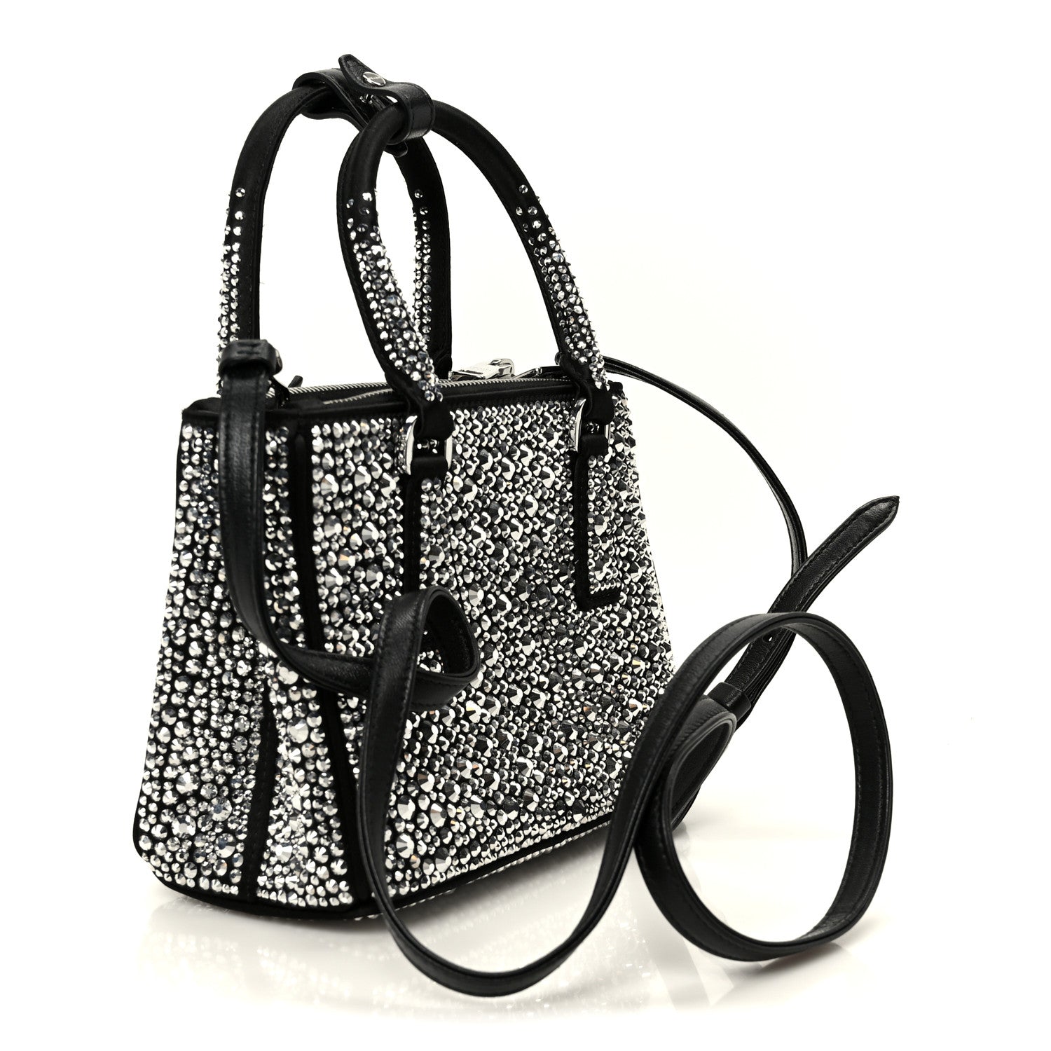 Satin Crystal Mini Galleria Double Zip Tote Metal - Image 3