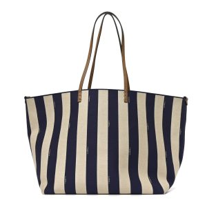 Pequin Vitello Reversible Large Shopping Tote Midnight Blue