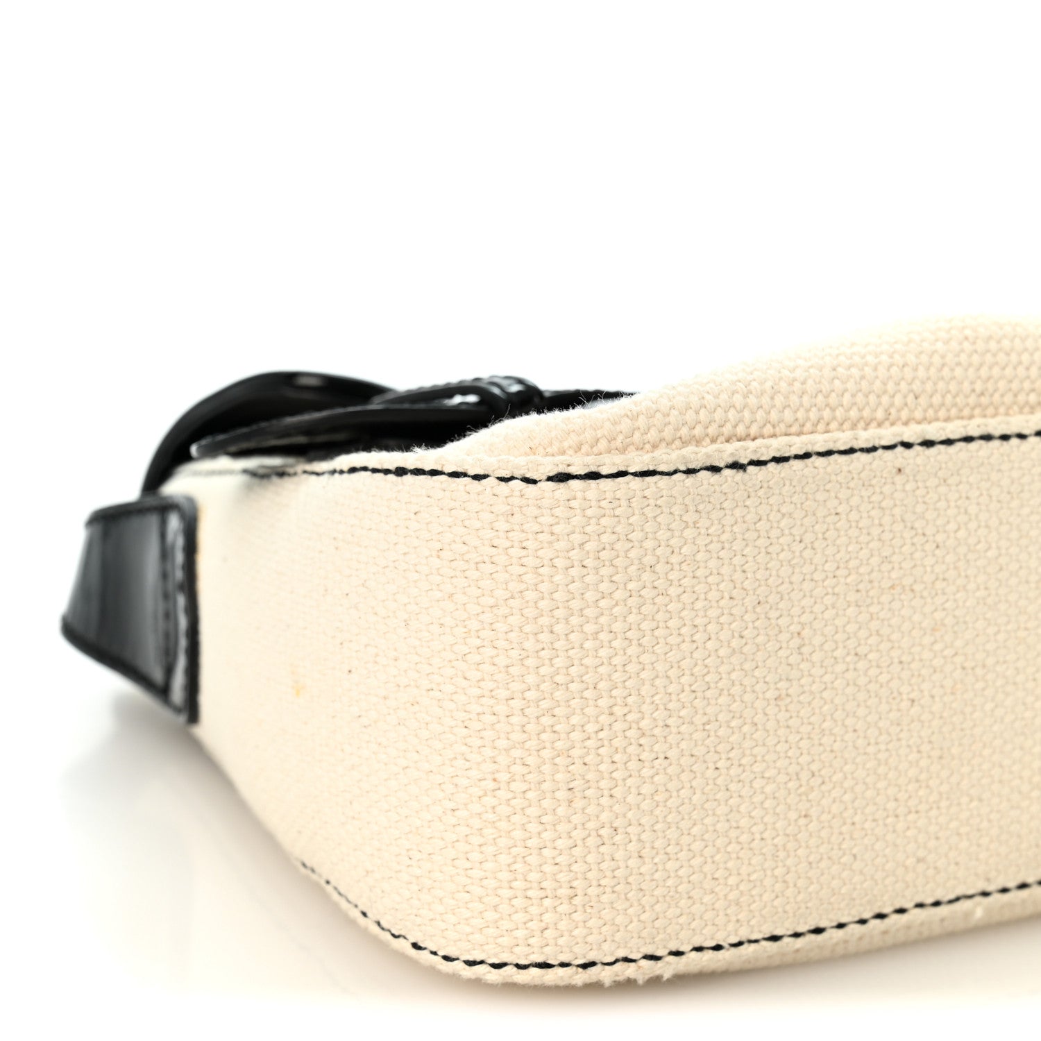 Canvas Patent Calfskin B Bis Flap Bag Natural Black - Image 9