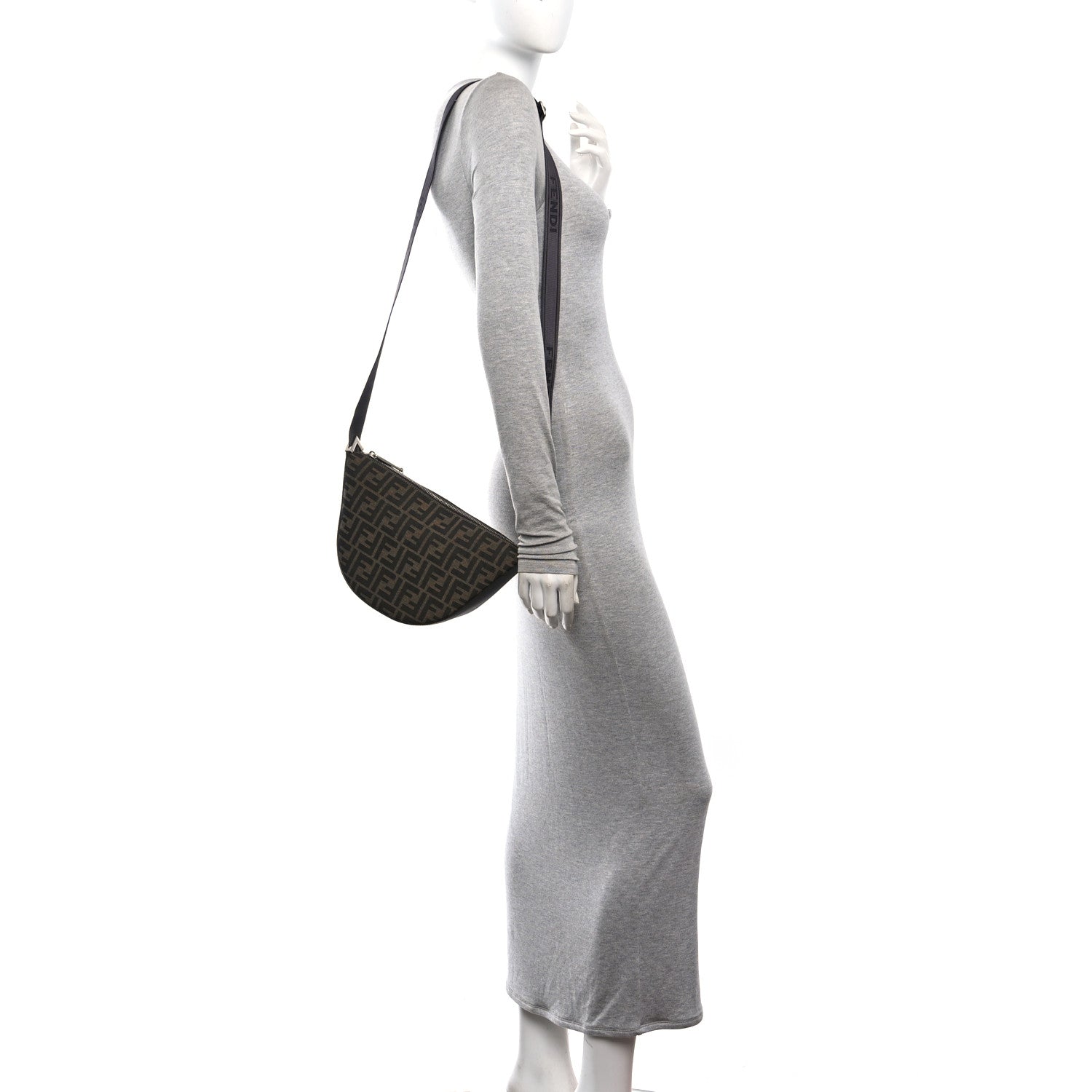 Fabric Jacquard FF Small Melon Bag Tobacco Moro Ebano - Image 2