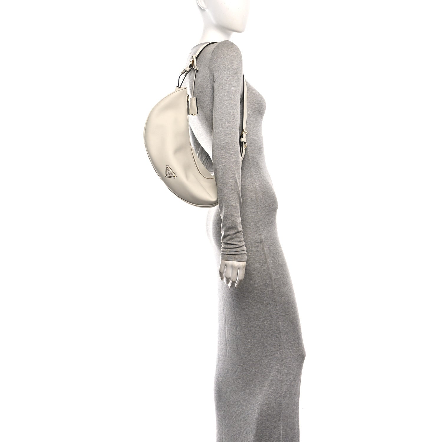 Soft Grain Calfskin Large Demi-Lune Shoulder Bag White - 图片 2