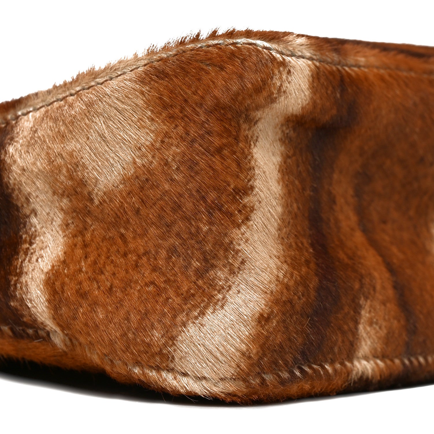 Calf Hair Zebra Print Baguette Shoulder Bag Brown - Image 9