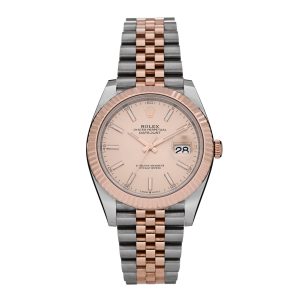 Stainless Steel 18K Everose Gold 41mm Oyster Perpetual Datejust Watch Sundust 126331