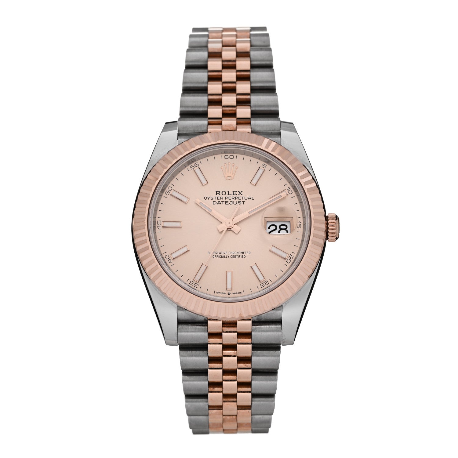 Stainless Steel 18K Everose Gold 41mm Oyster Perpetual Datejust Watch Sundust 126331
