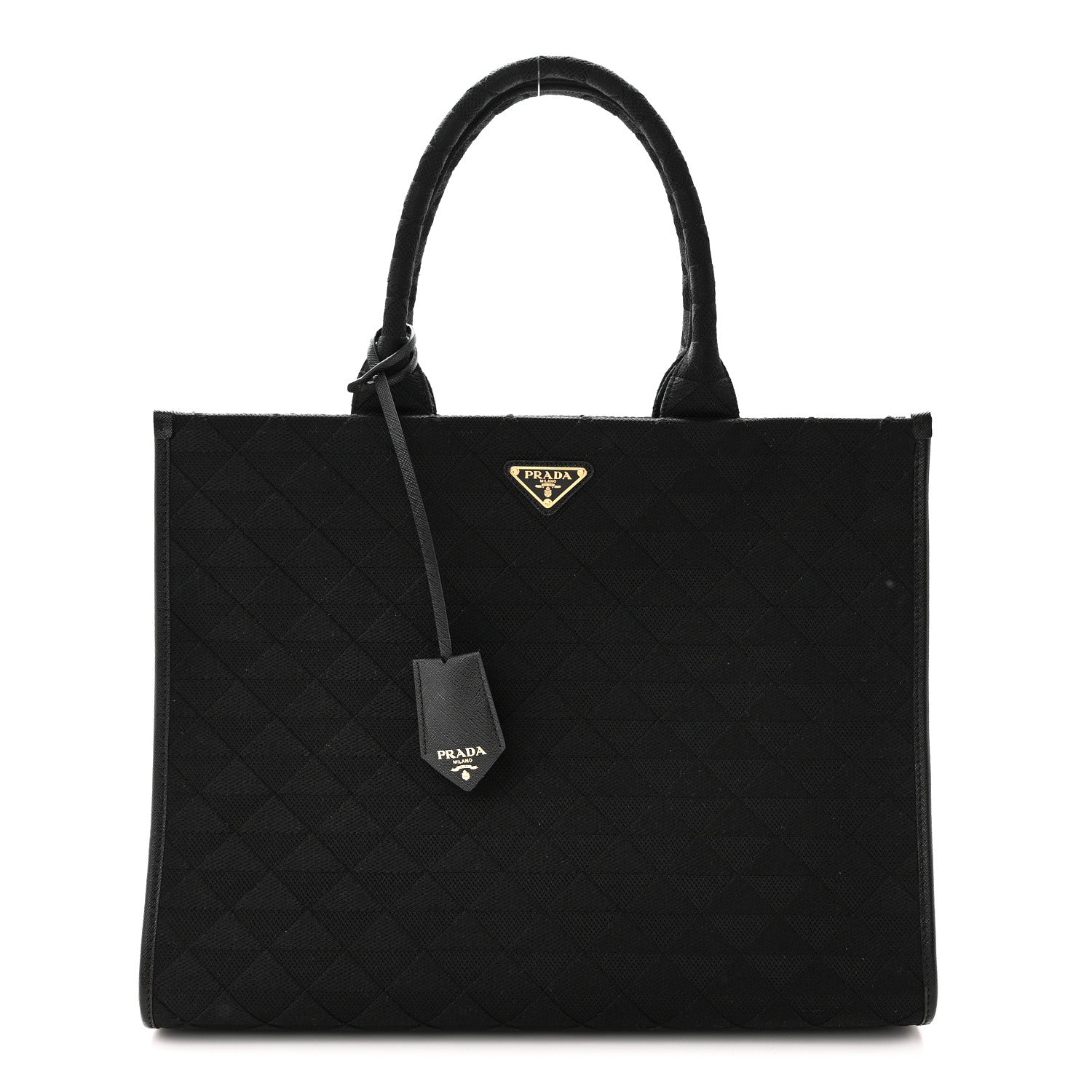 Jacquard Saffiano Triangolo Symbole Embroidered Large Tote