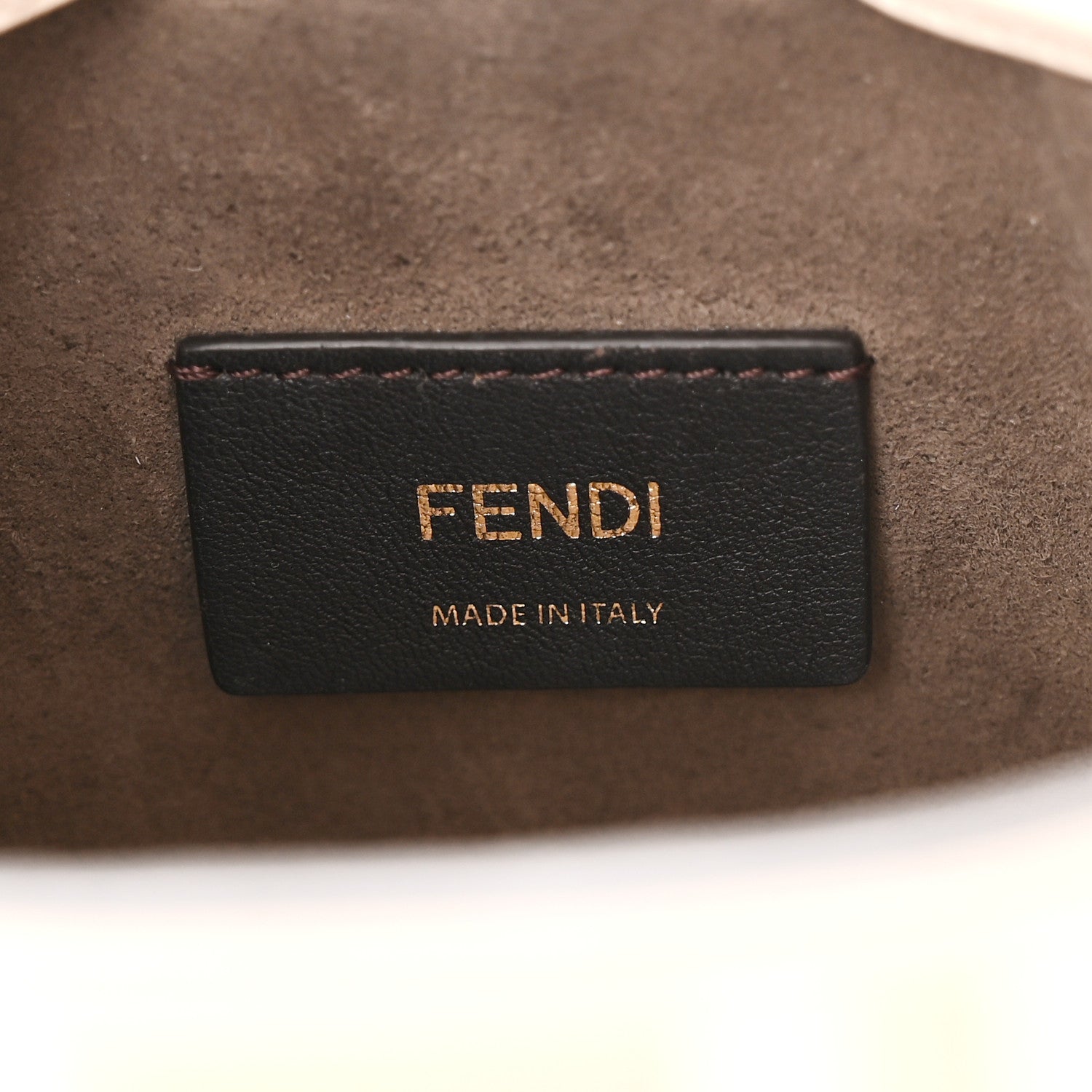 Vitello Liberty F is Fendi Bi-Color FF 1974 Embossed Mini Mon Tresor Bucket Bag Camelia Mandorlo - Image 6