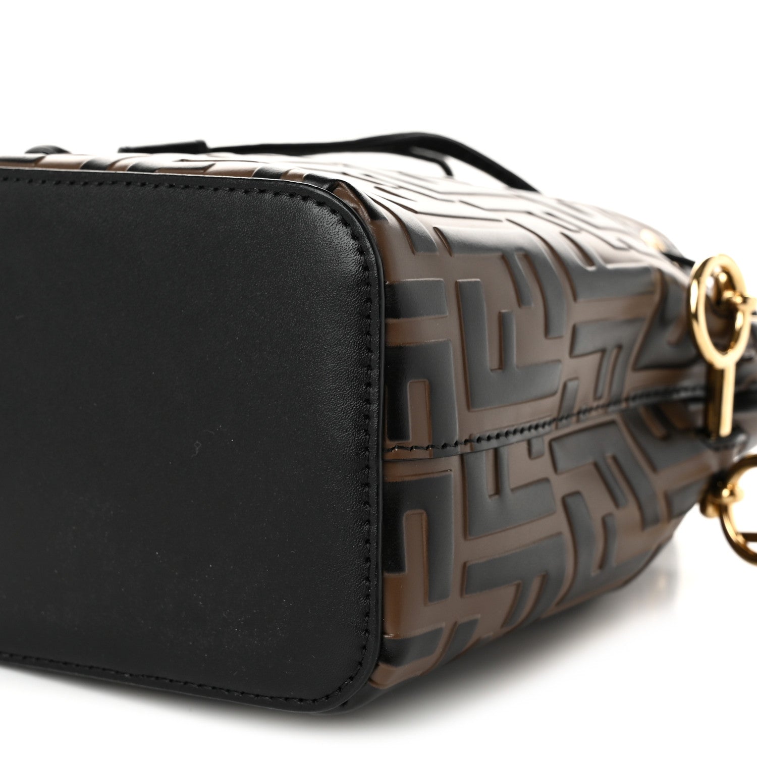 Vitello Liberty F is Fendi Bi-Color FF 1974 Embossed Mini Mon Tresor Bucket Bag Maya Black - Image 10