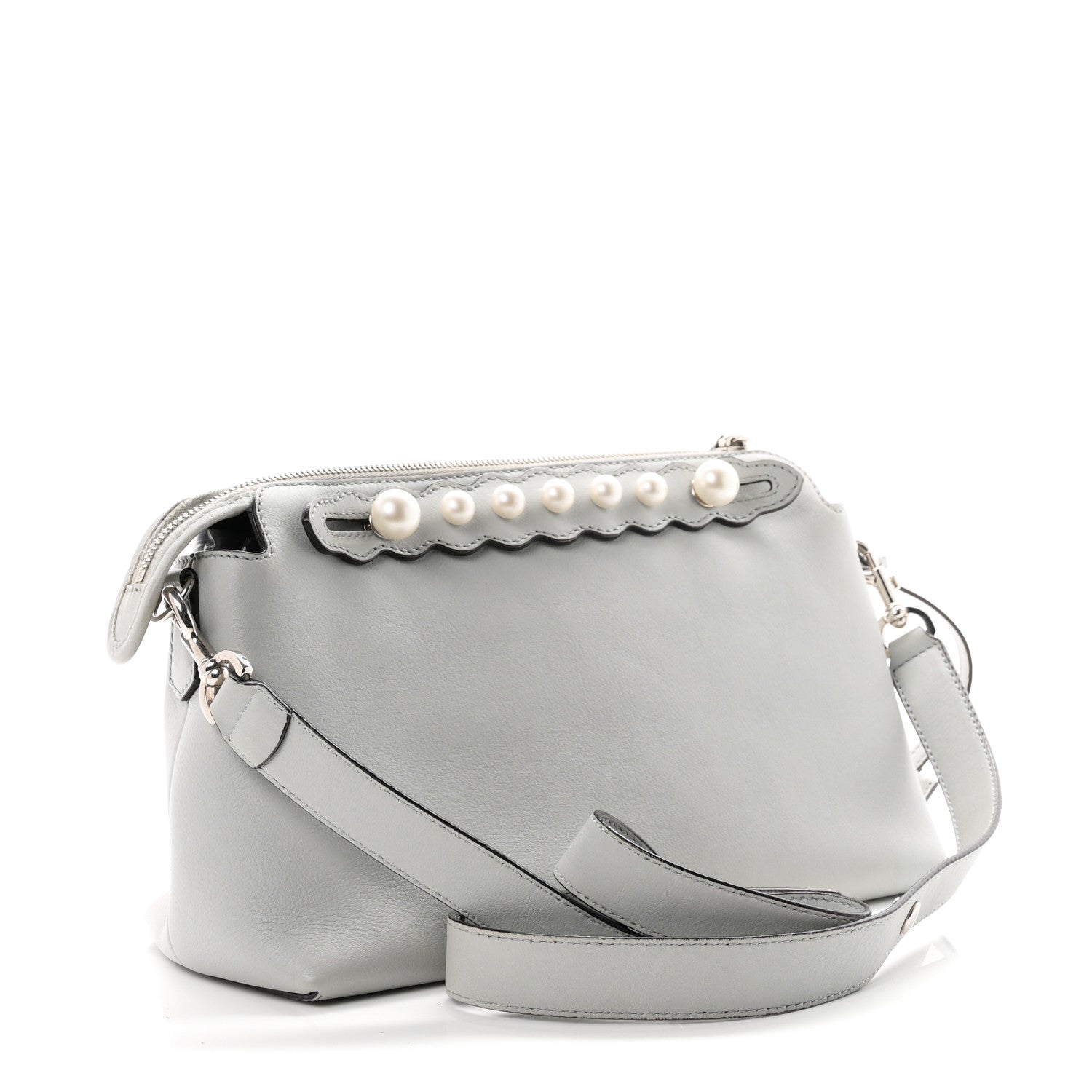 Vitello Dolce Pearl Scalloped Studded Medium By The Way Boston Bag Grigio Perla - Image 3