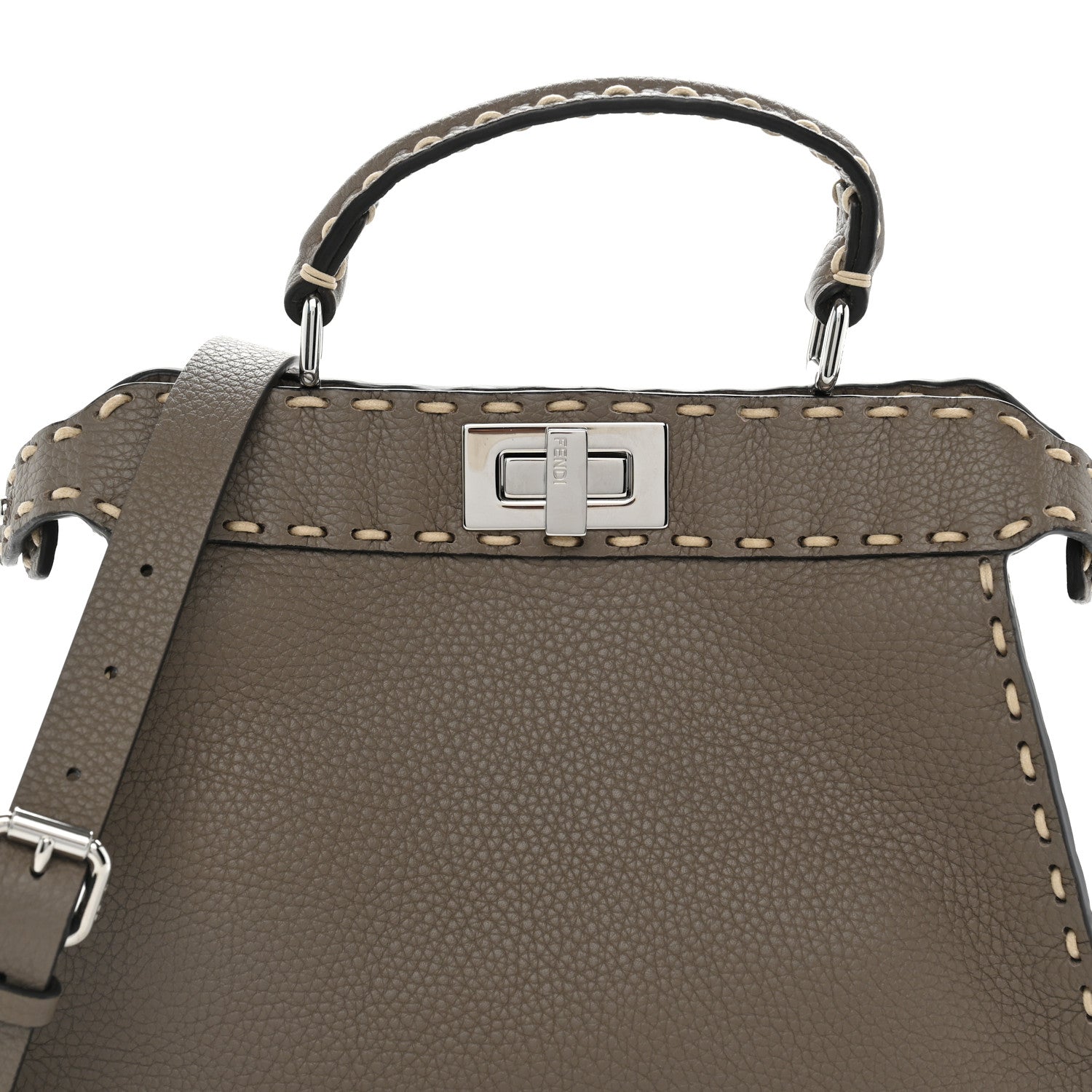 Vitello Granato Camoscio Selleria Macro Stitchings Small Peekaboo I SEE U Satchel Tartufo - Image 7