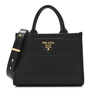 Soft Calfskin Triangolo Symbole Embossed Mini Tote Black