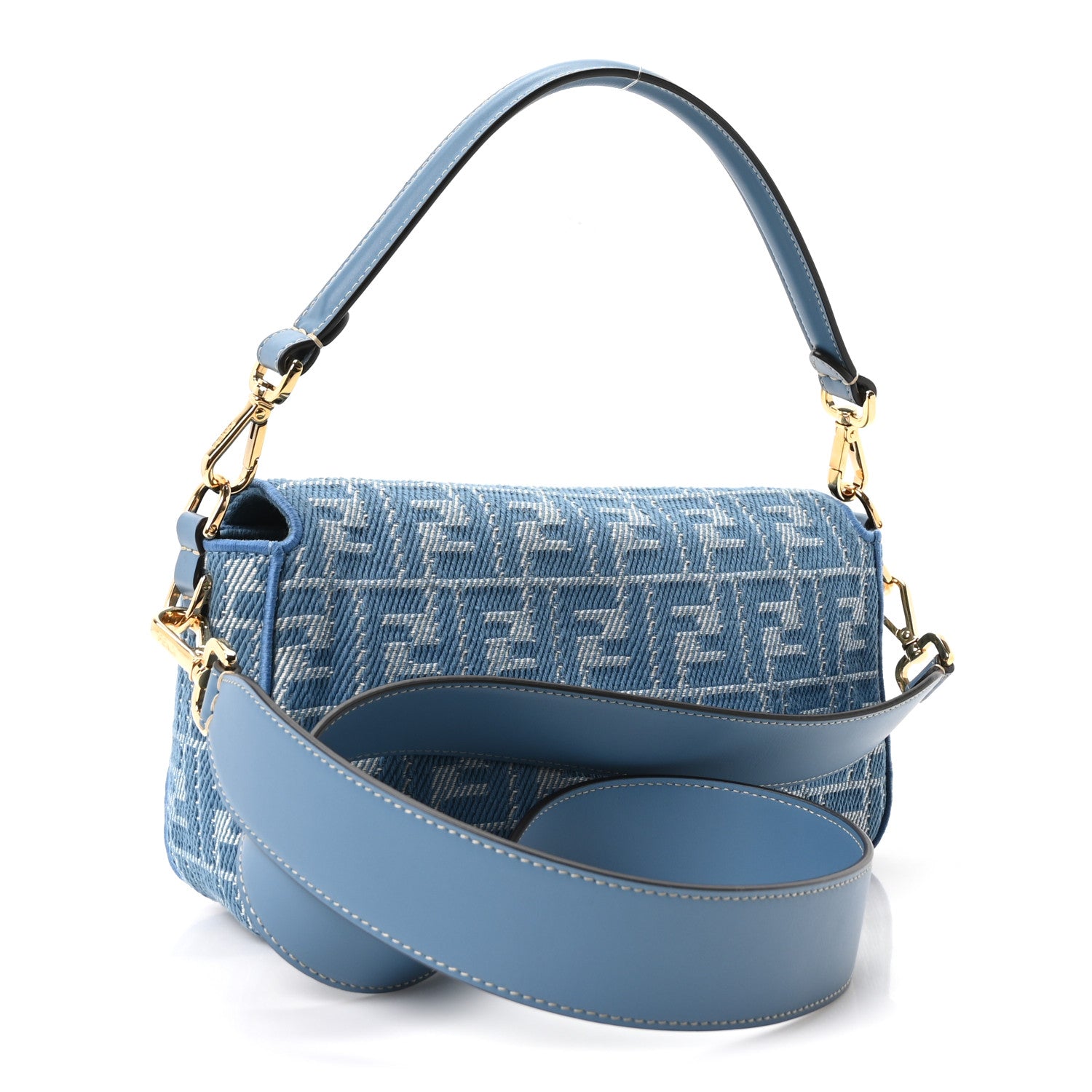 Denim Effect Fabric Jacquard FF Vitello Grace Mamma Baguette Blue - Image 3