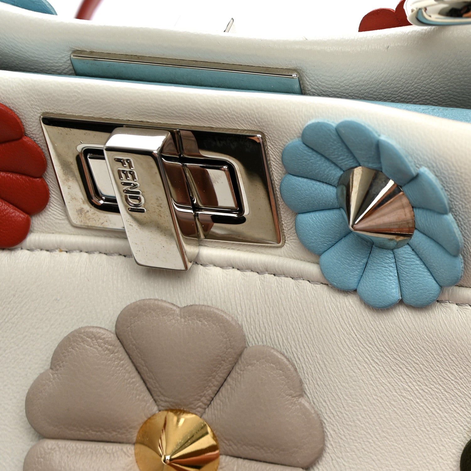 Nappa Flowerland Mini Peekaboo Iconic Satchel White Ice Multicolor - Image 14