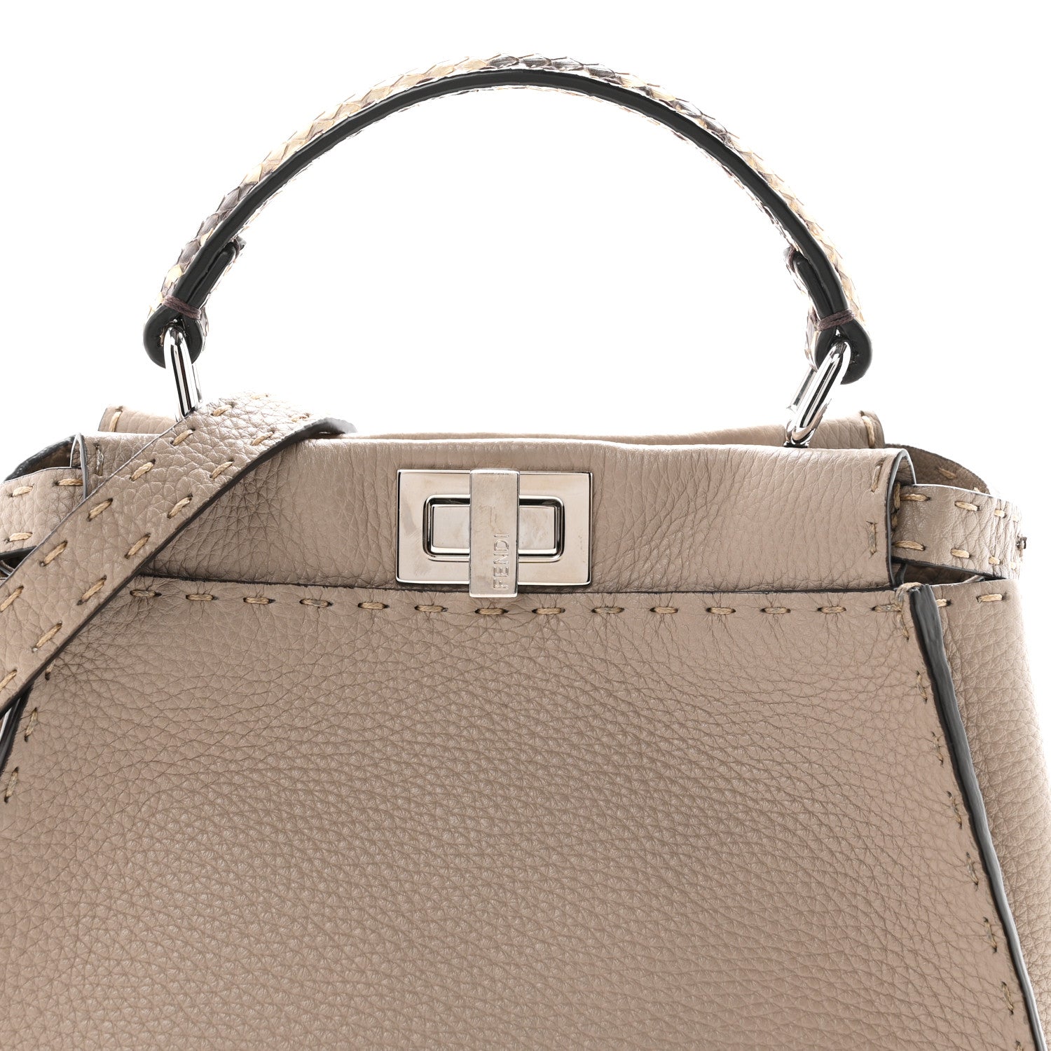 Cuoio Romano Snakeskin Selleria Mini Peekaboo Iconic Satchel Corda White - Image 8