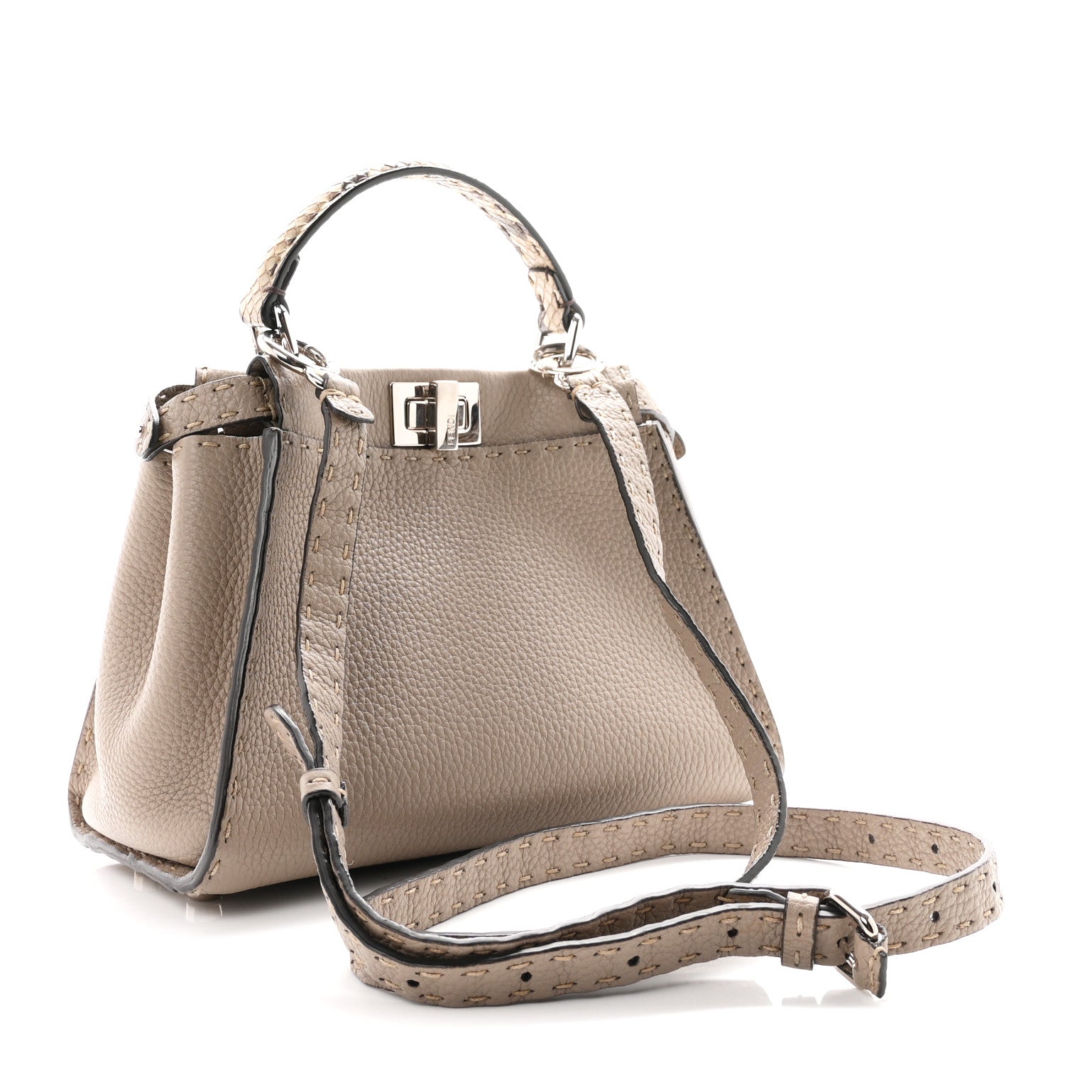 Cuoio Romano Snakeskin Selleria Mini Peekaboo Iconic Satchel Corda White - Image 2