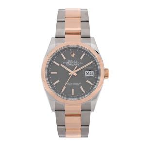 Stainless Steel 18K Everose Gold 36mm Oyster Perpetual Datejust Watch Slate 126201