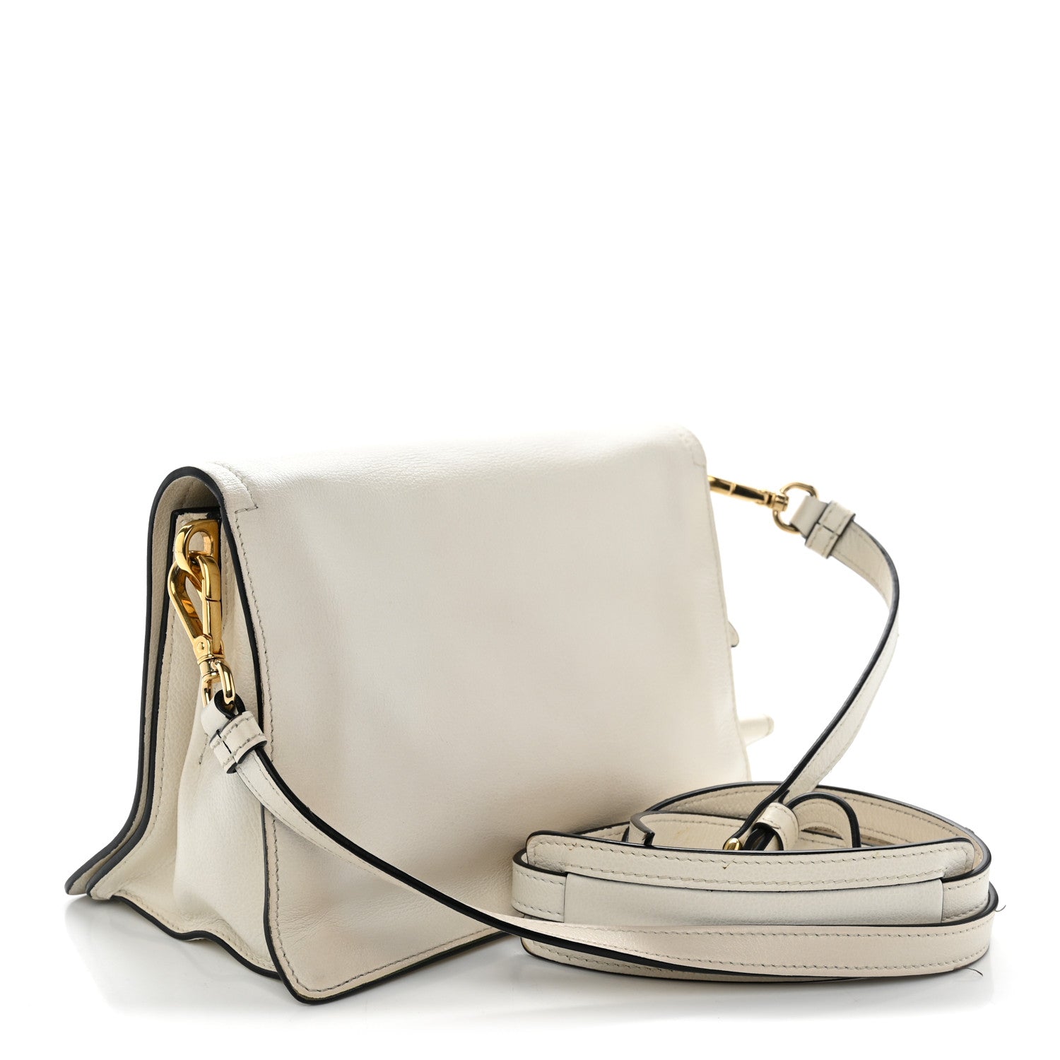 Glace Calf Shoulder Bag White - Image 3