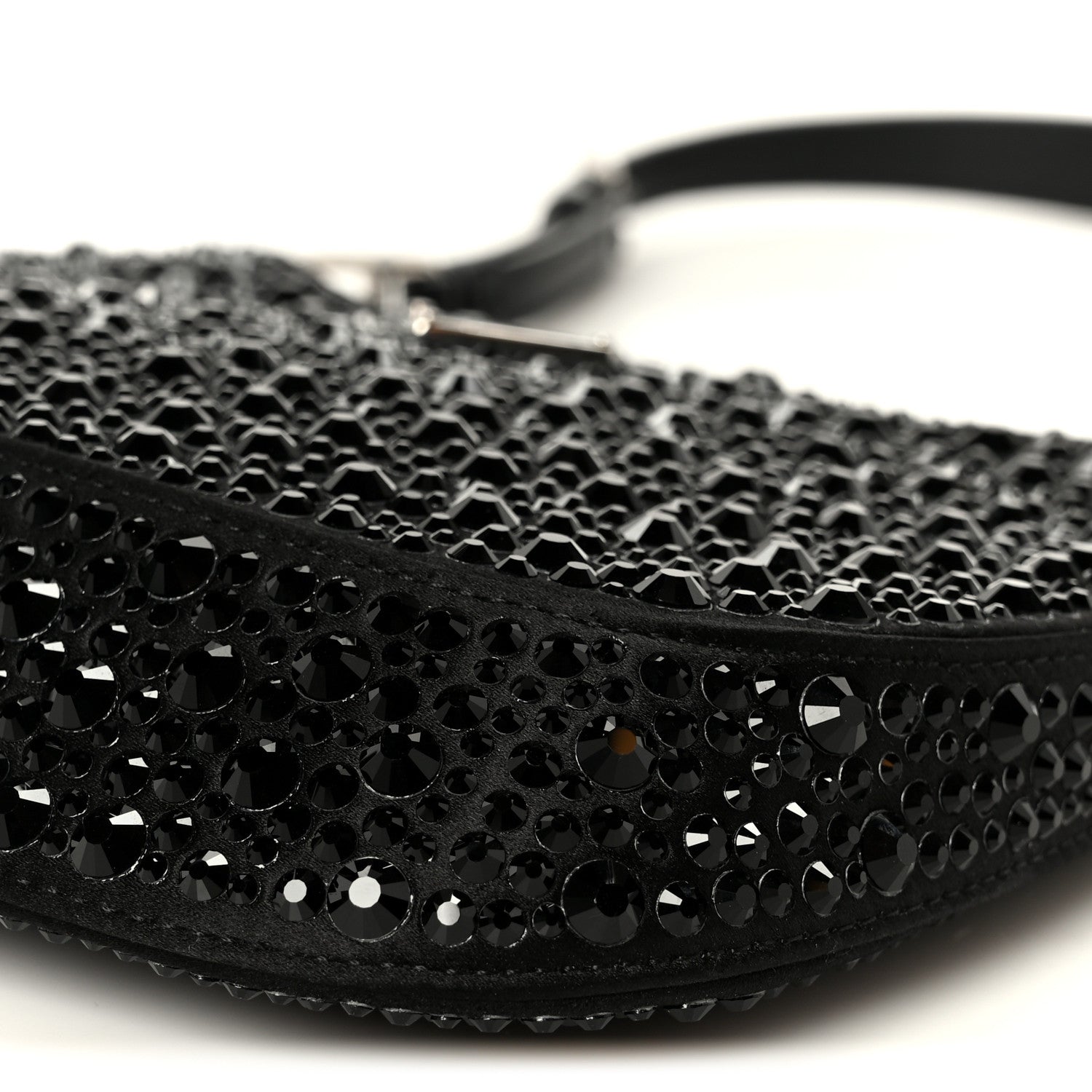 Satin Crystal Cleo Adjustable Strap Shoulder Bag Black - Image 10