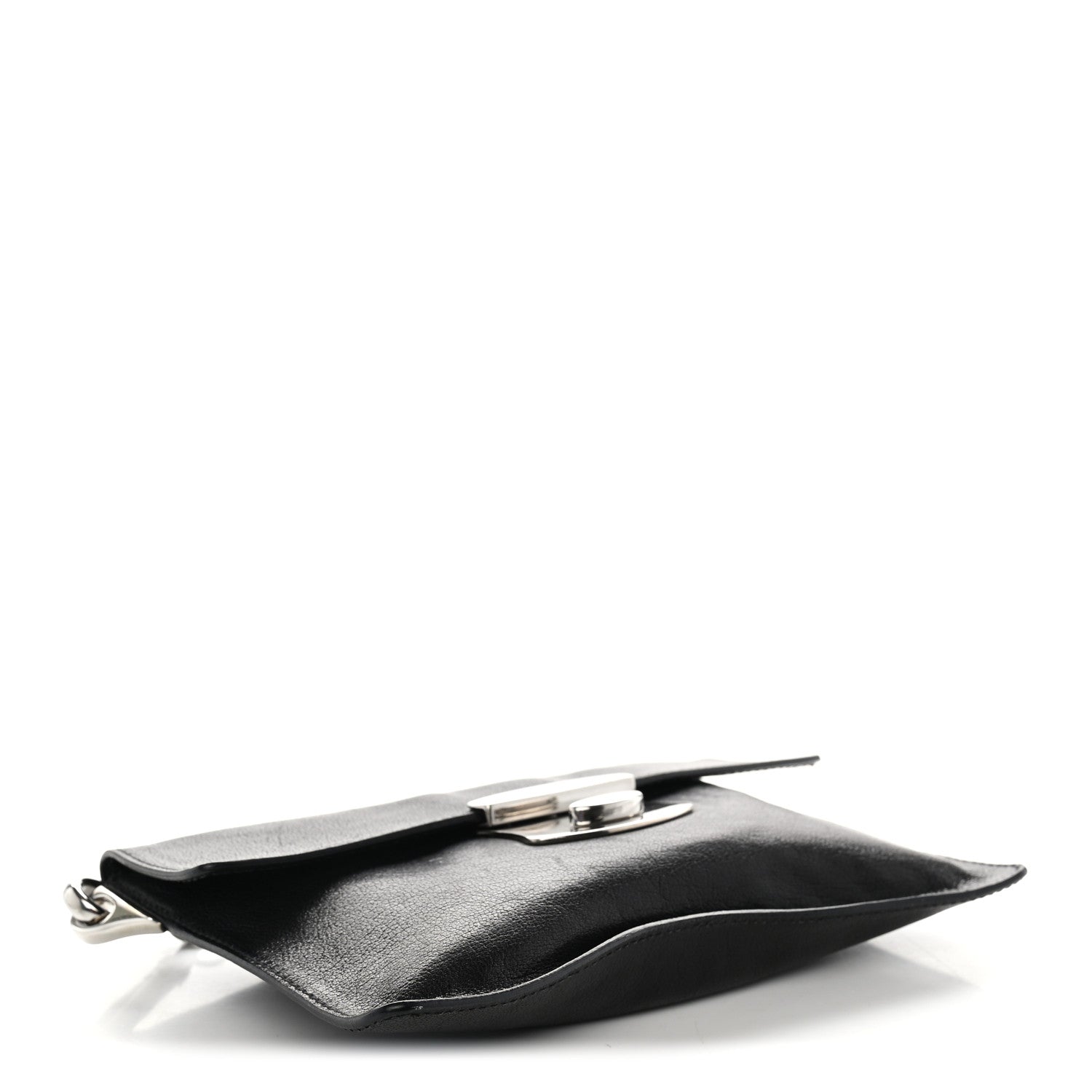 Glace Calf Pushlock Chain Shoulder Bag Black - Image 4