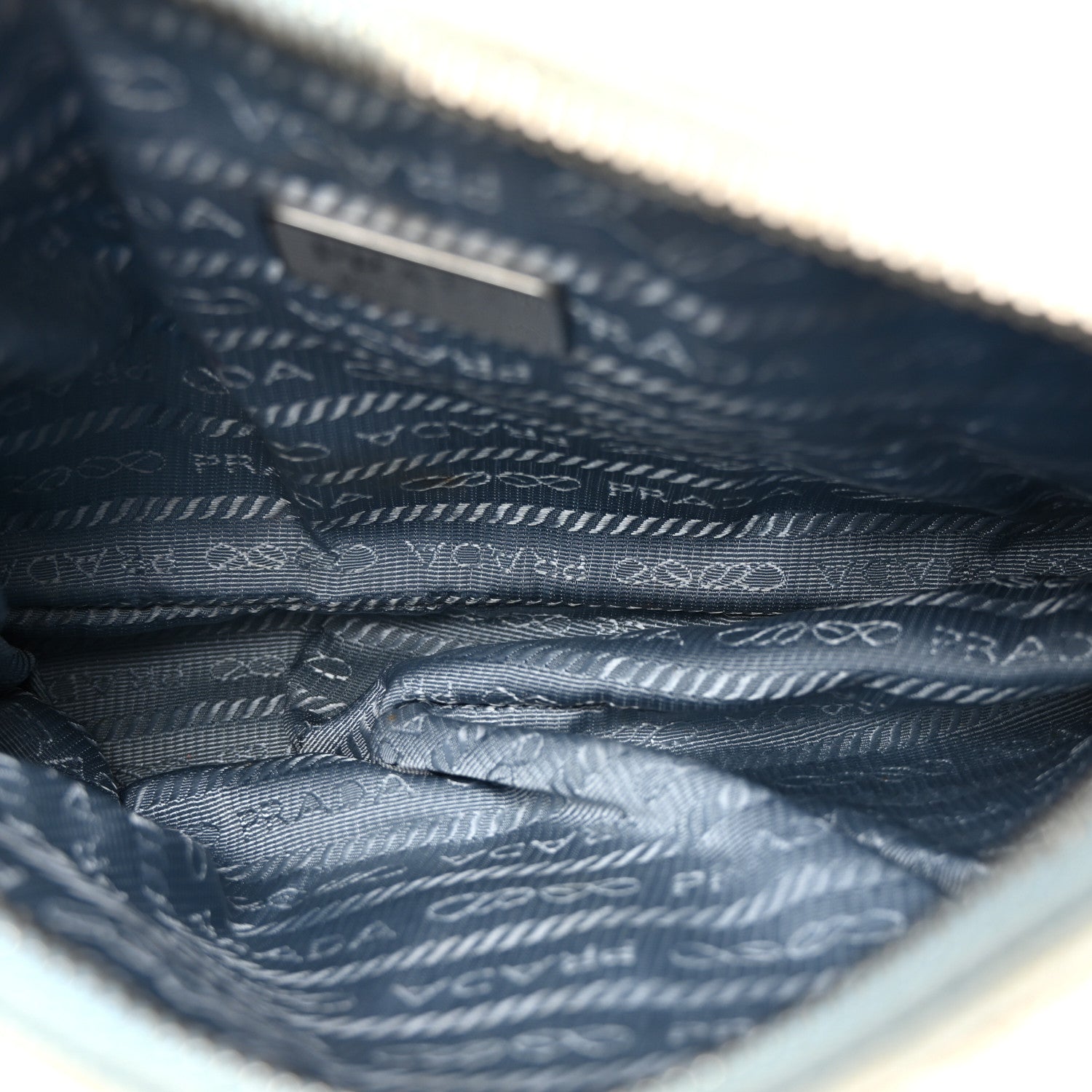 Nylon Embroidered Drill Mini Re-Edition 2000 Bag Sky Blue White - 图片 5