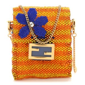 Glass Vitello King Beaded Mini Pico Baguette Charm Multicolor