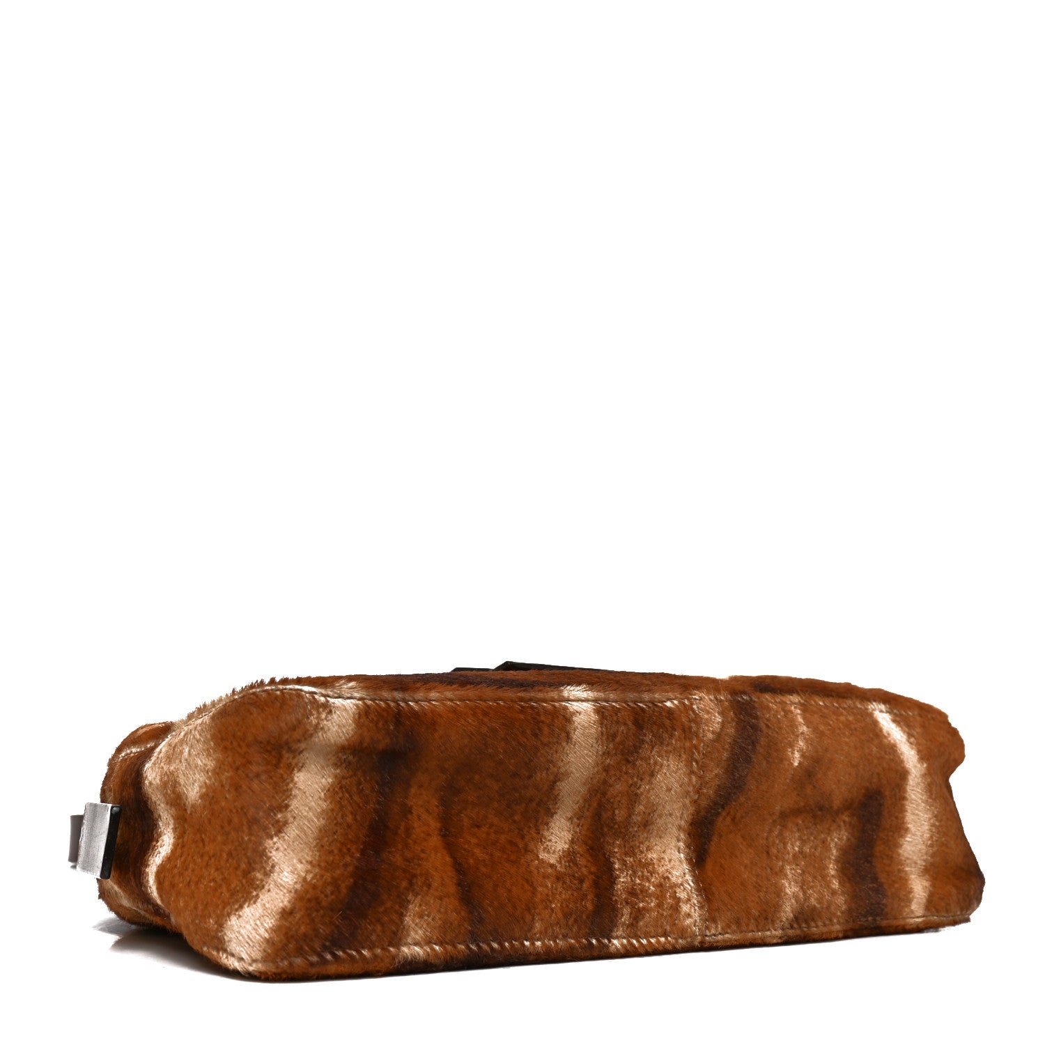 Calf Hair Zebra Print Baguette Shoulder Bag Brown - Image 4