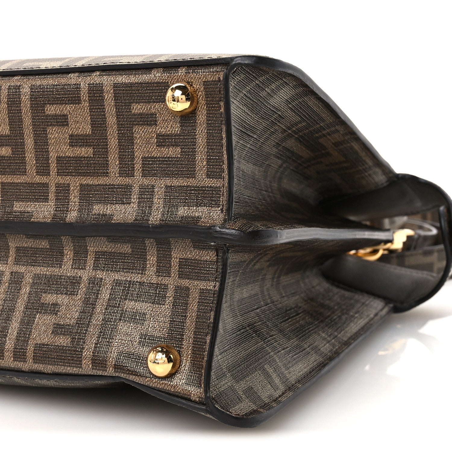 Glazed Fabric Vitello FF 1974 Hairdo Girls Inlay Medium Peekaboo Iconic Satchel Mogano Panna Multicolor - Image 11