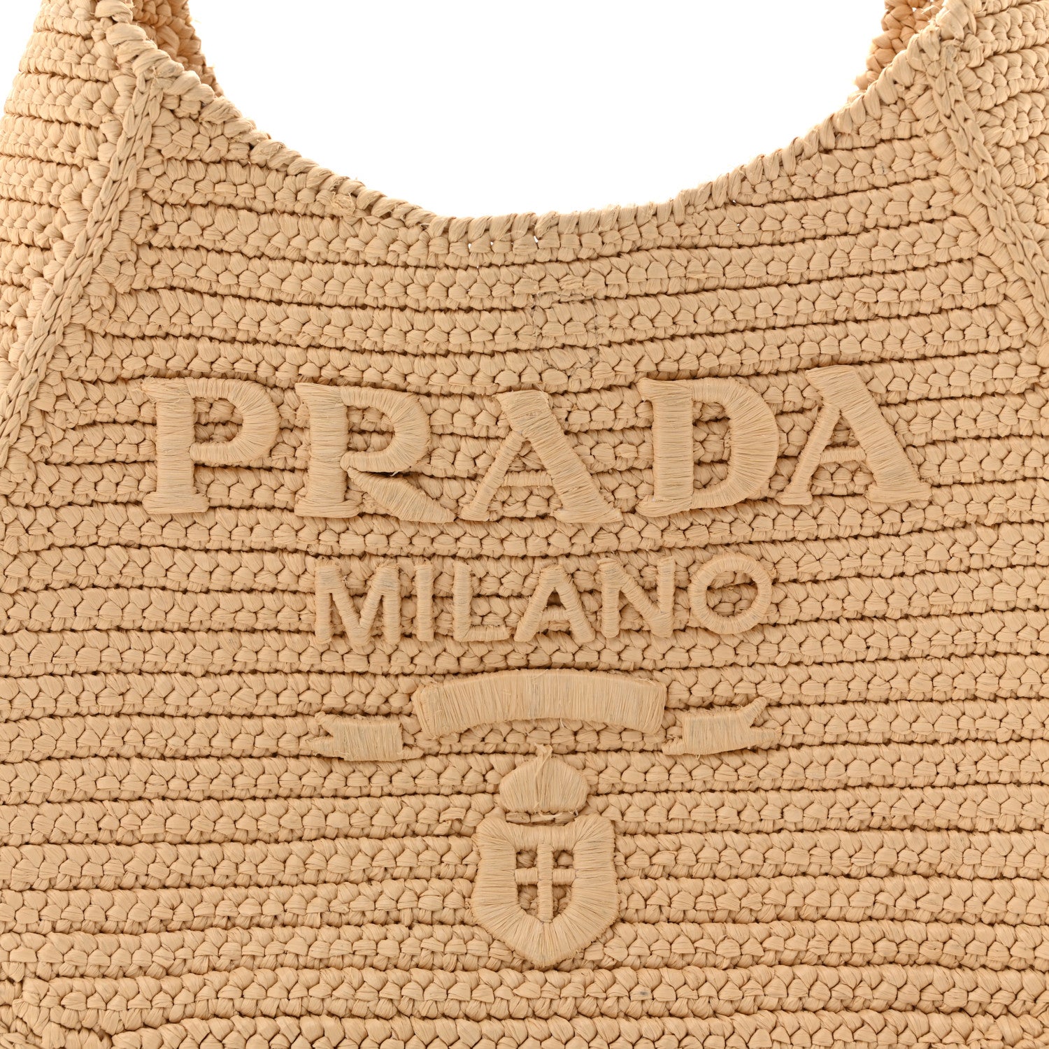 Yarn Raffia Effect Crochet Embroidered Logo Hobo Naturale - Image 8