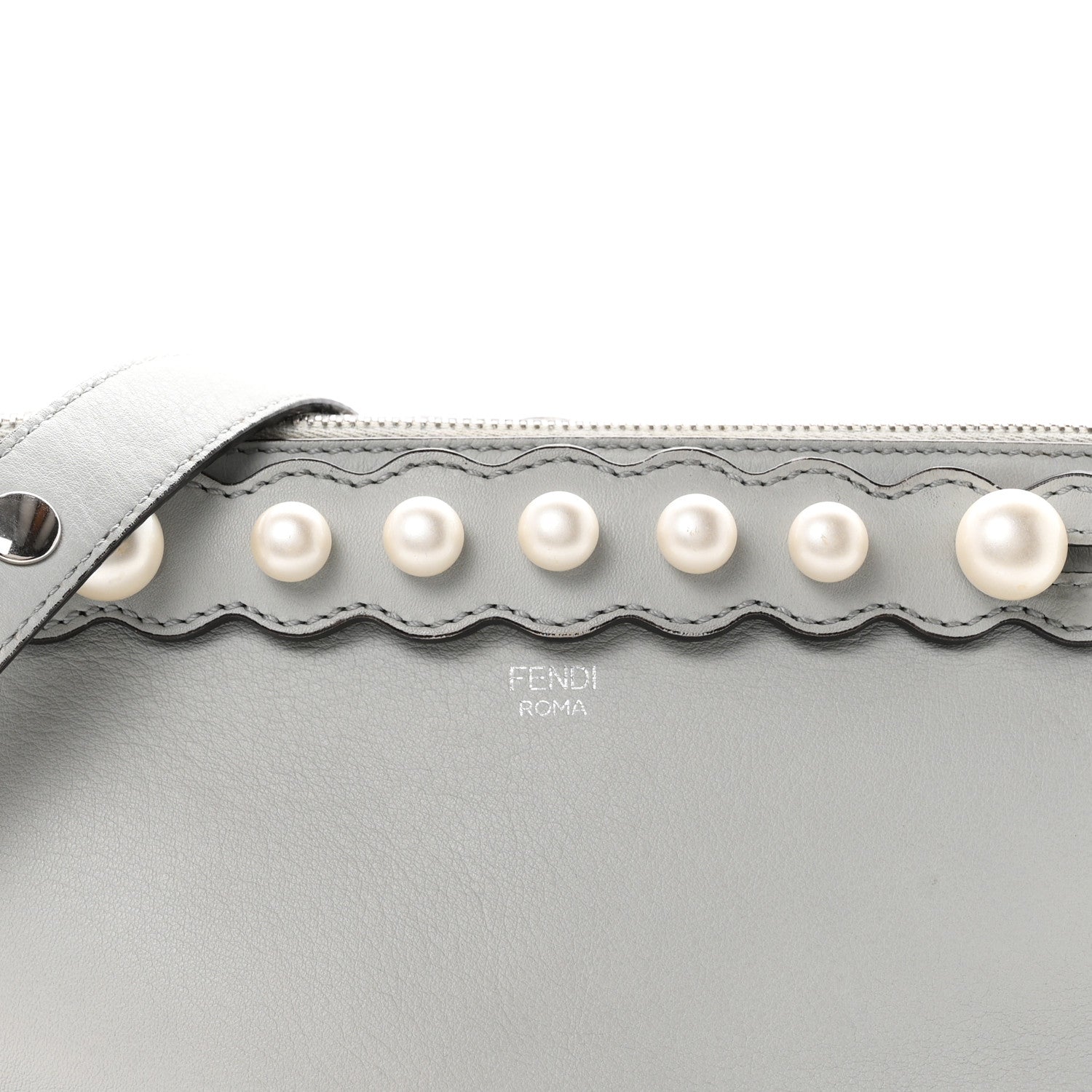 Vitello Dolce Pearl Scalloped Studded Medium By The Way Boston Bag Grigio Perla - Image 8