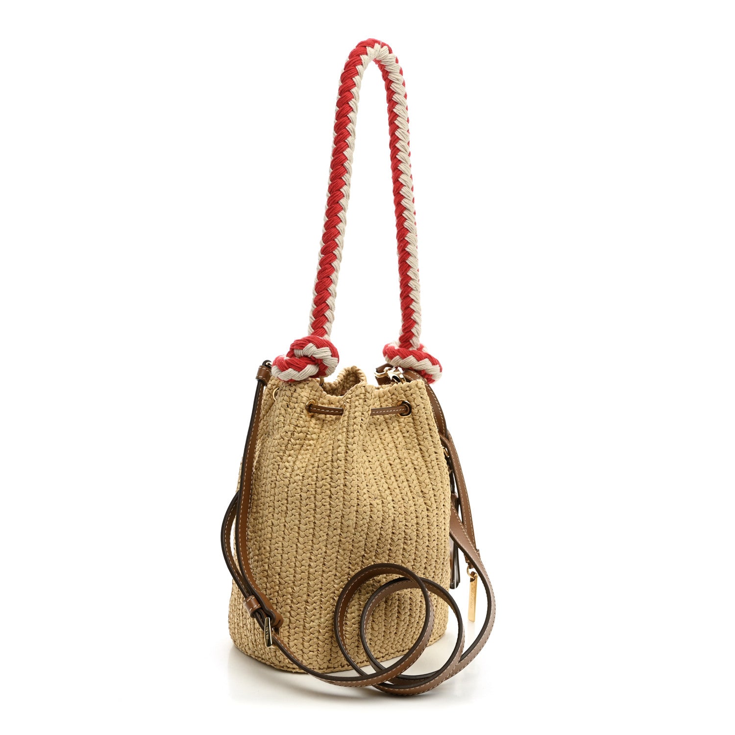 Yarn Raffia Effect Rope Crochet Small Bucket Bag Naturale - Image 3
