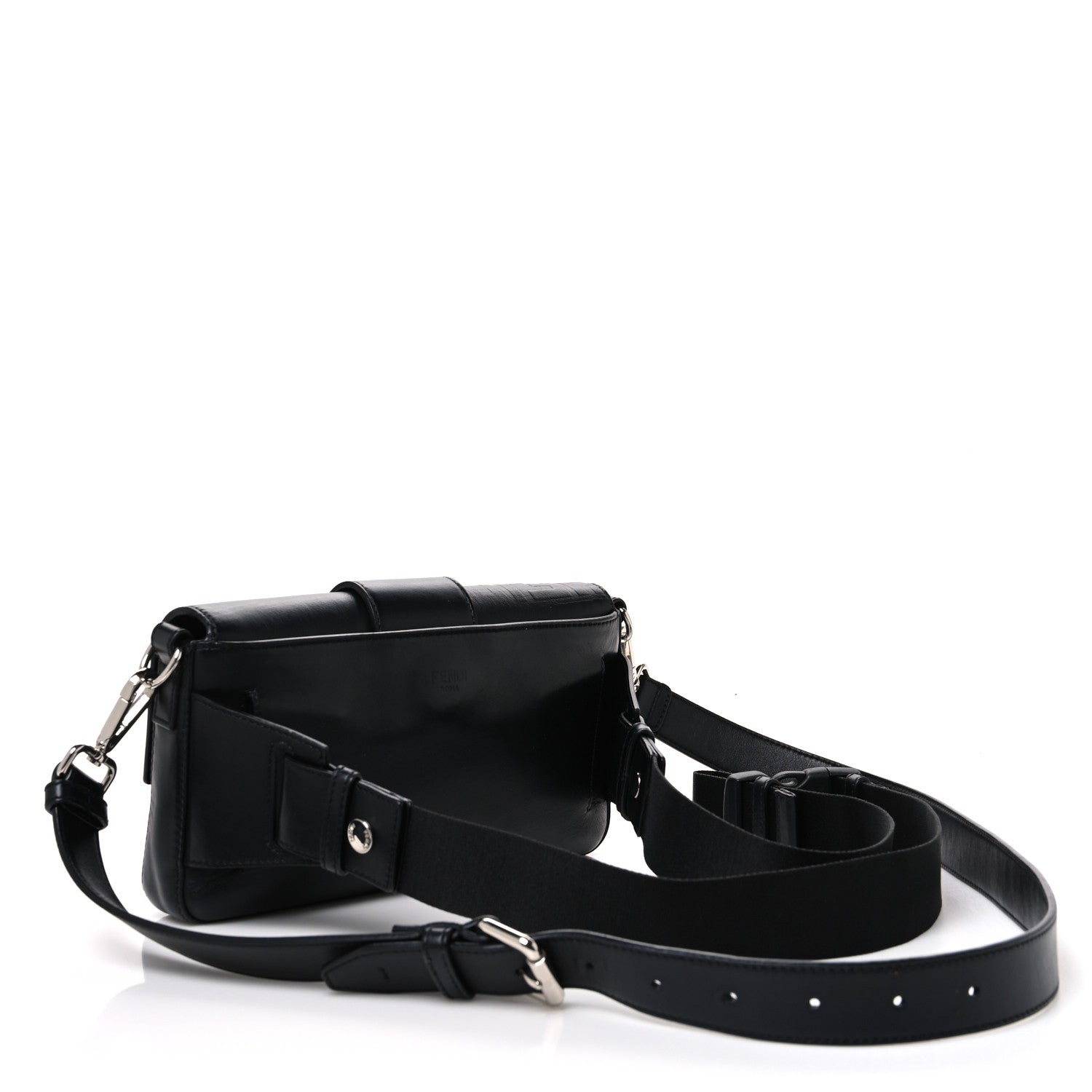 Vitello Grace FF Gradient Embossed Belt Baguette Bag Black - Image 3