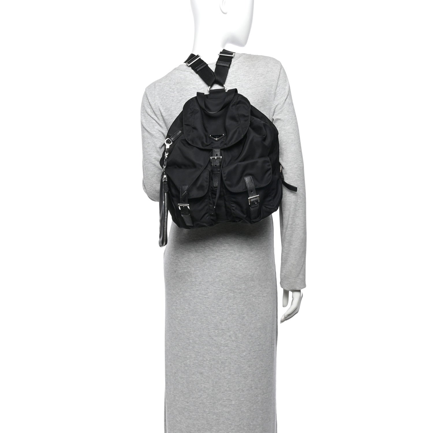 Re-Nylon Saffiano Medium Backpack Black - Image 2