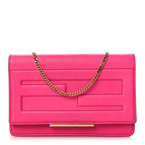 Vitello Flamingo Tube Wallet on Chain Fuchsia