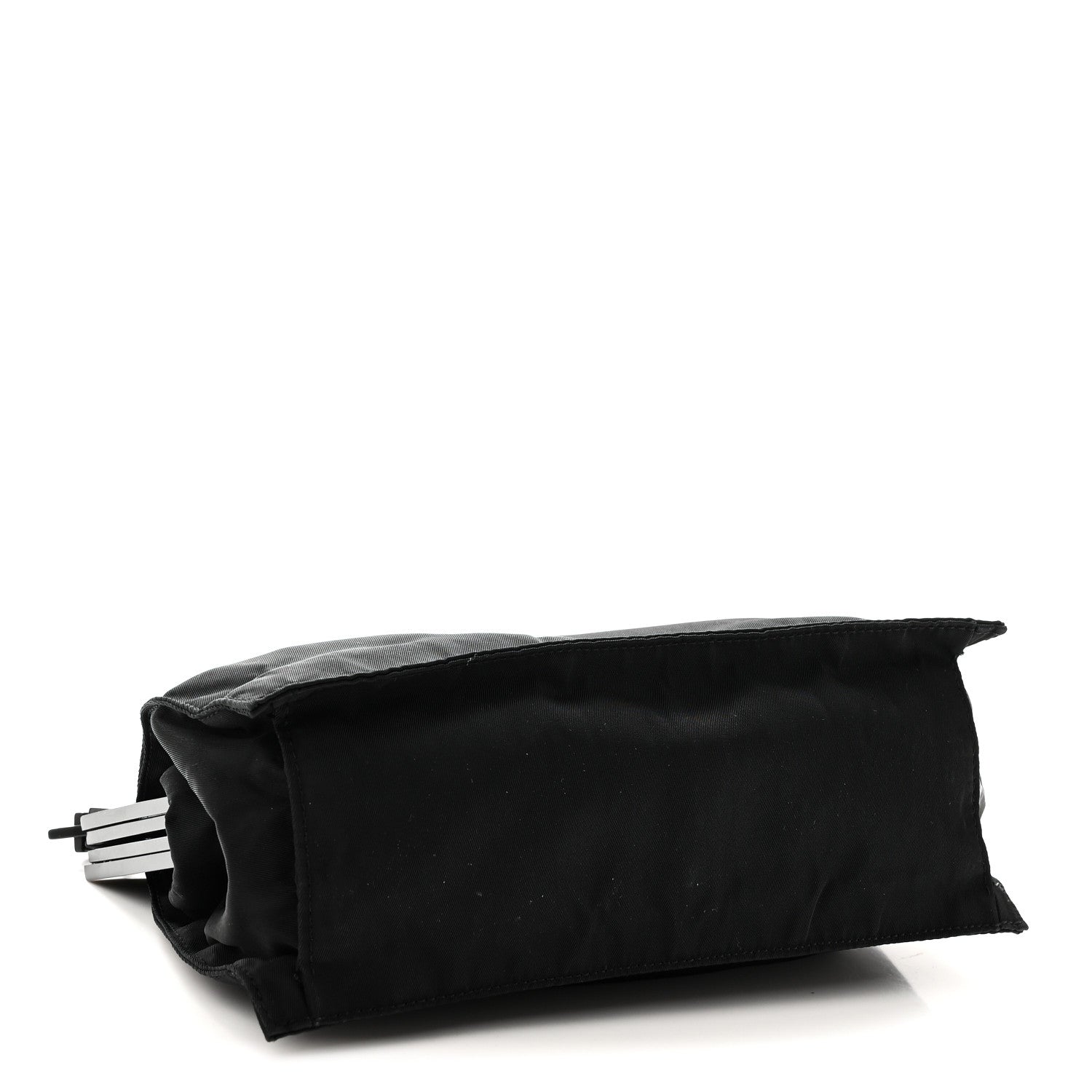 Tessuto Nylon Kisslock Frame Shoulder Bag Black - 图片 4