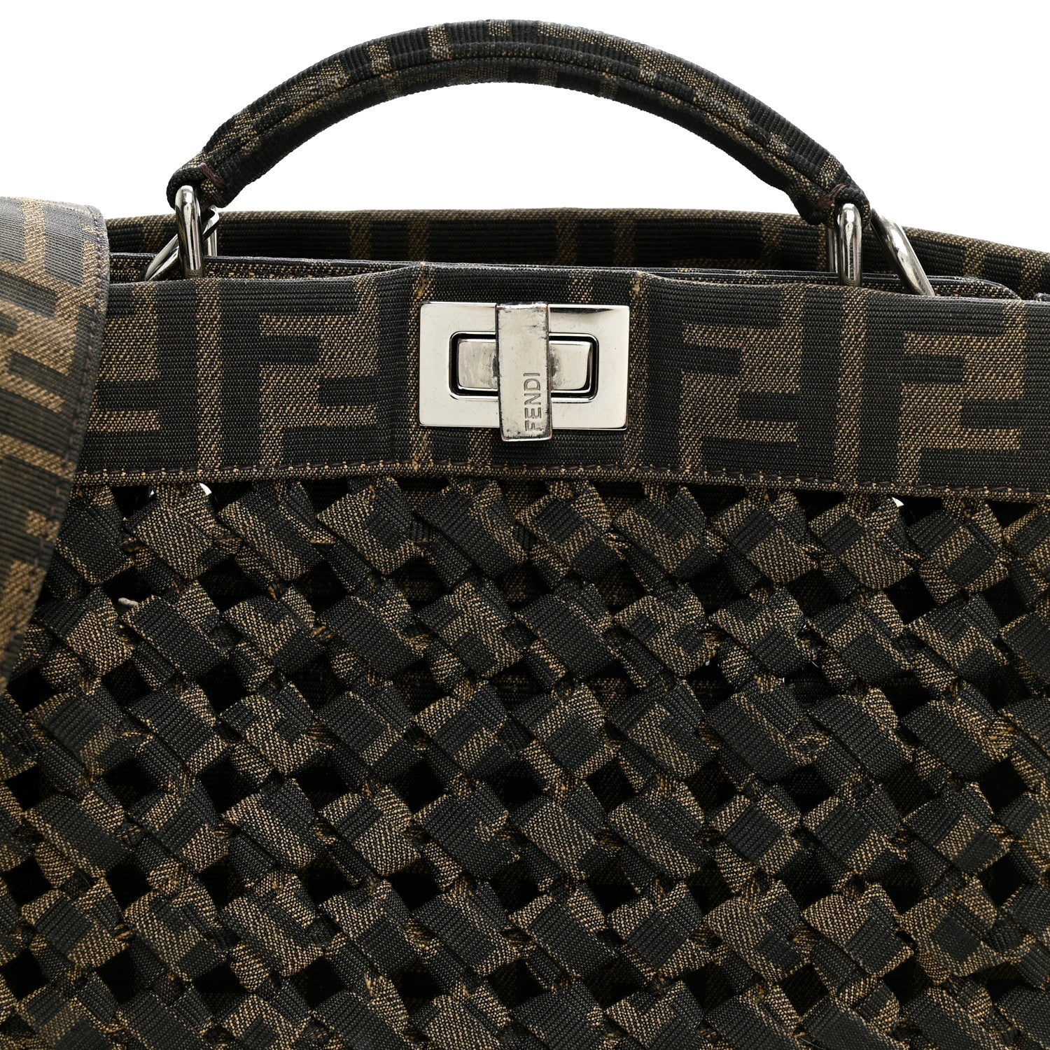 Fabric Jacquard FF 1974 Woven Knotted Mini Peekaboo I SEE U Satchel Tobacco Moro - Image 8