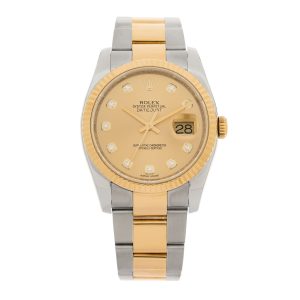 Stainless Steel 18K Yellow Gold Diamond 36mm Oyster Perpetual Datejust Watch Champagne 116233