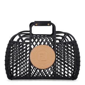 Recycled Plastic Vitello Liberty Matte Medium Fendi Basket Black Miele Scuro