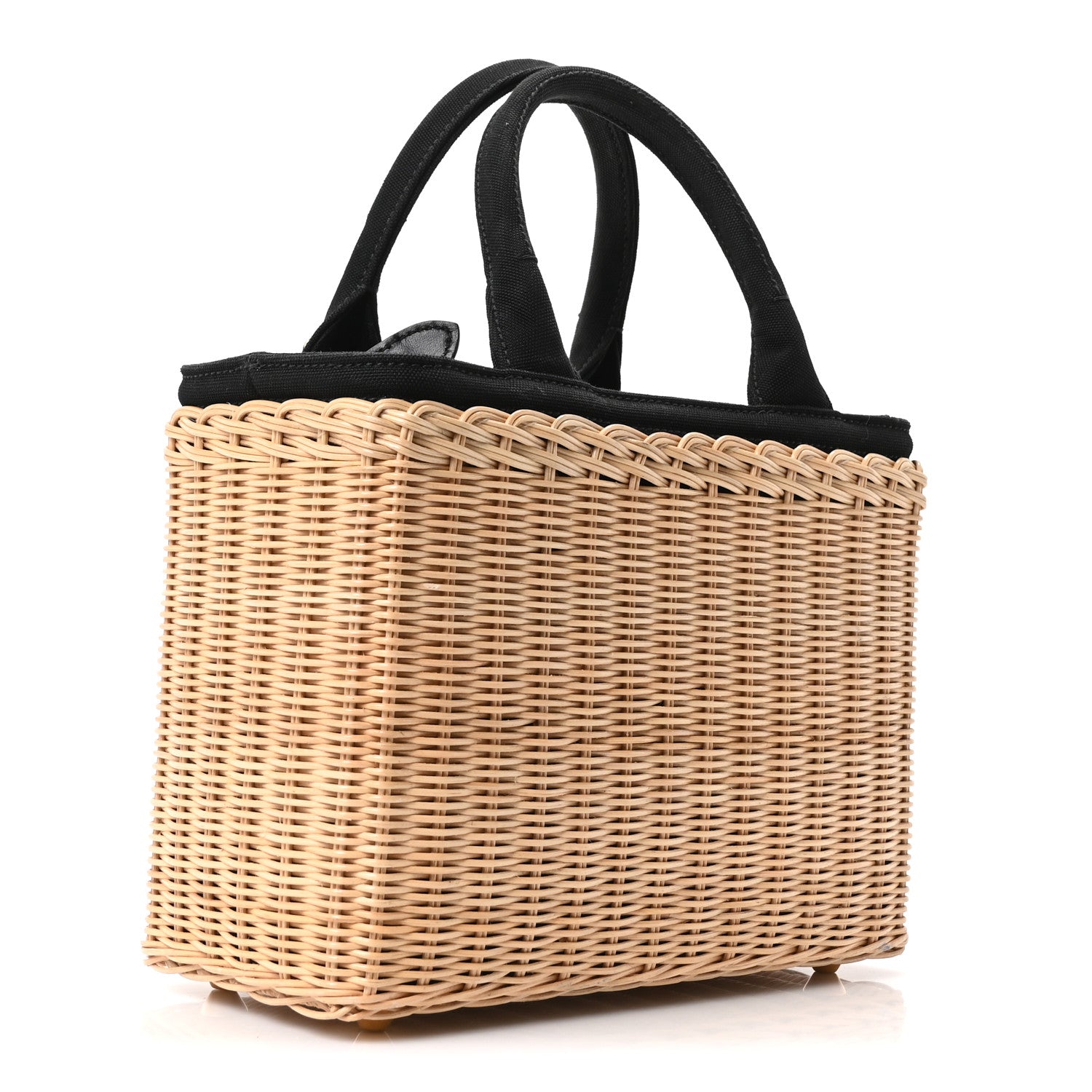 Wicker Canvas Tote Naturale Black - Image 3